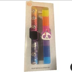 💜Wonder Nation Kids Digital slap Watch & band Slap Strap Set Panda & Rainbows